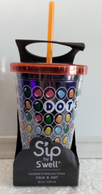 Sip by S'well Dots Insulated Drinks Cold & Hot 16 oz with Straw