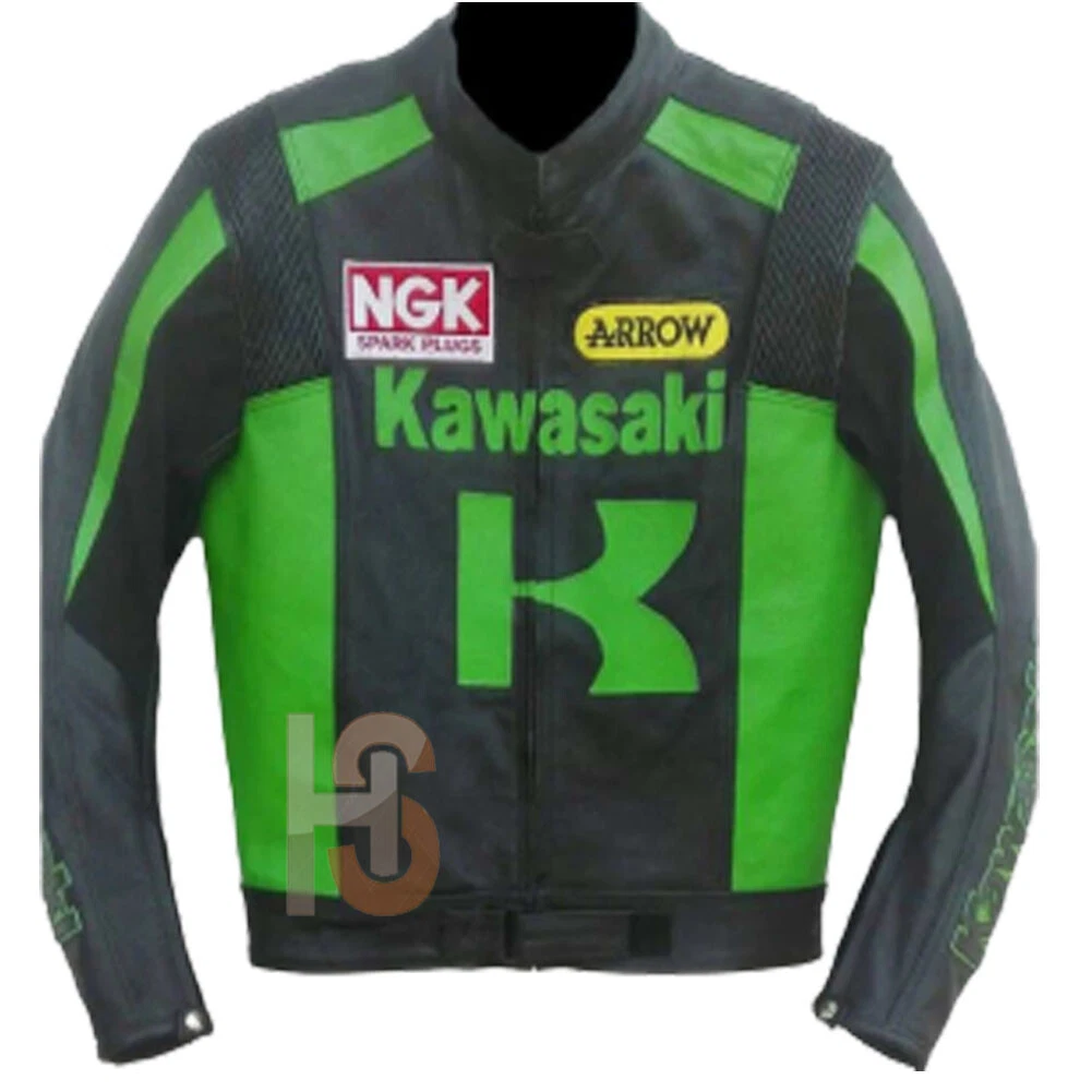 Green colour shop leather jacket