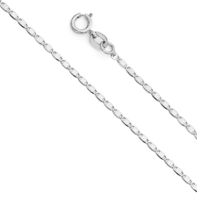 14K Yellow OR White Solid Gold 1.3mm Valentino Chain Necklace- Spring Ring Clasp