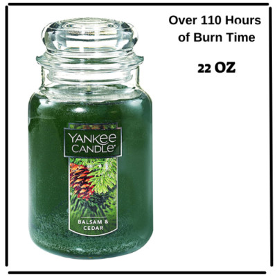 Yankee Candle Balsam & Cedar Scented, Classic 22oz Large Jar Single Wick Candle
