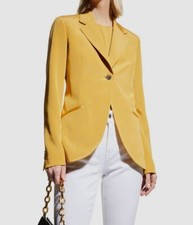  1498 Lafayette 148 New York Women's Yellow Silk Single-Breasted Blazer Size 12