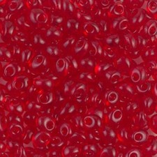 141, TRANSPARENT RUBY, 10g, 4mm Magatama, drop/fringe beads m-29 
