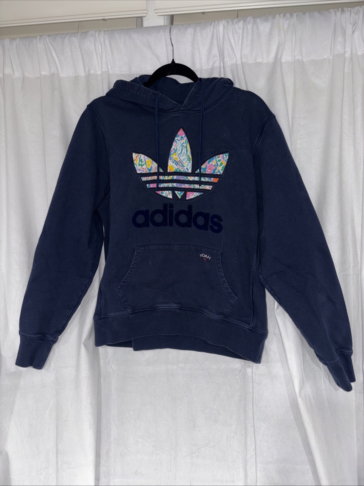 NOAH x adidas Originals Floral Paisley Applique Hoodie Navy Blue Men’s Large L