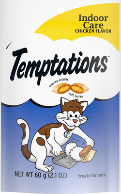 Temptations Indoor Care Cat Treats Chicken 2.1 oz Crunchy Soft Hairball Adult