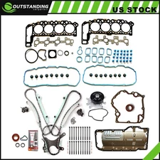 ✅Timing Cover Gasket Oil Pan Gasket Head Bolts set For 02-03 Dodge Ram 1500 4.7L