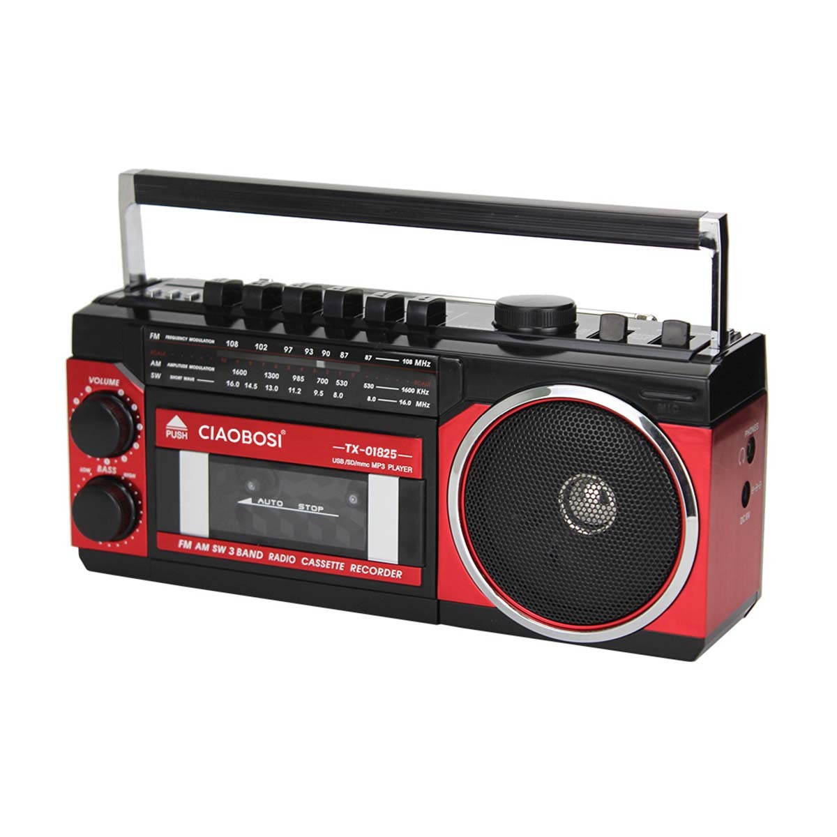 Radio 3 Bandes FM/AM/SW à forte réception, lecteur cassette et Bluetooth