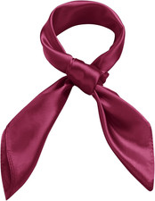 Women Silk Feeling Scarf 23.6'' Solid Color Square Satin Scarf Neck Head Bandana