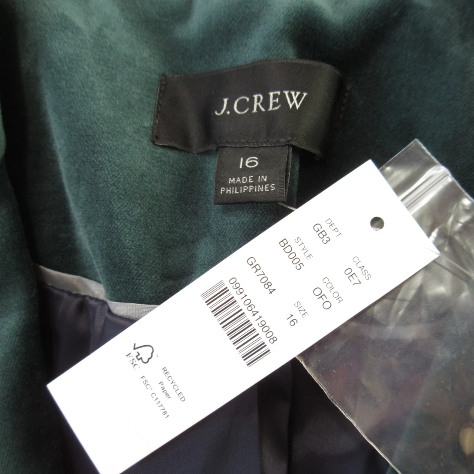 Blazer J.Crew Willa nuevo con etiquetas en chaqueta de terciopelo elástico verde bosque antiguo 16 Foto 3 de 4