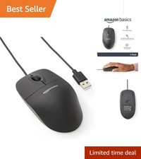 Ambidextrous Optical USB Wired Mouse - Instant Plug-and-Play for PC  Mac