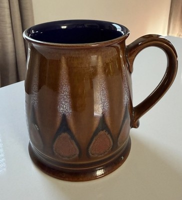 Denby Tudor Flame Mug Brown With Dark Blue Interior Very Good Condition Vintage