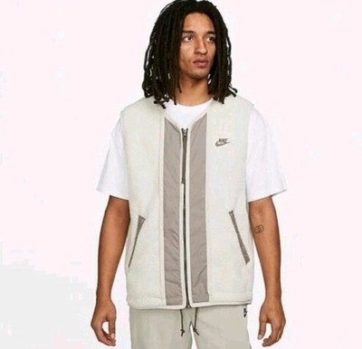 Nike Sportswear Sport Essentials Fleece Vest Mens Medium Beige Tan DD5025 NWT
