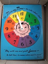 Vintage SIFO Wooden Puzzle Timmy Time Color Wheel Clock Wood 1950's