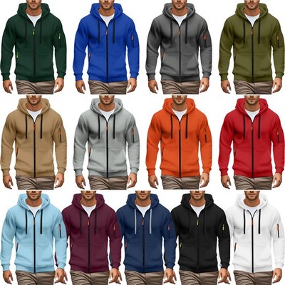 Herren Langarm Hoodie Sweatshirt Zipper Sweatjacke Loose Sportlich Mantel