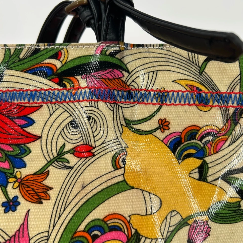 Bolso de Mano Floral Pájaros Mediano Colorido Diseño Abstracto Mujer Cartera Boho Foto 4 de 4