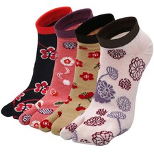 Coloridos calcetines tobi chanclas al tobillo - 4 pares de algodón atlético de dos dedos