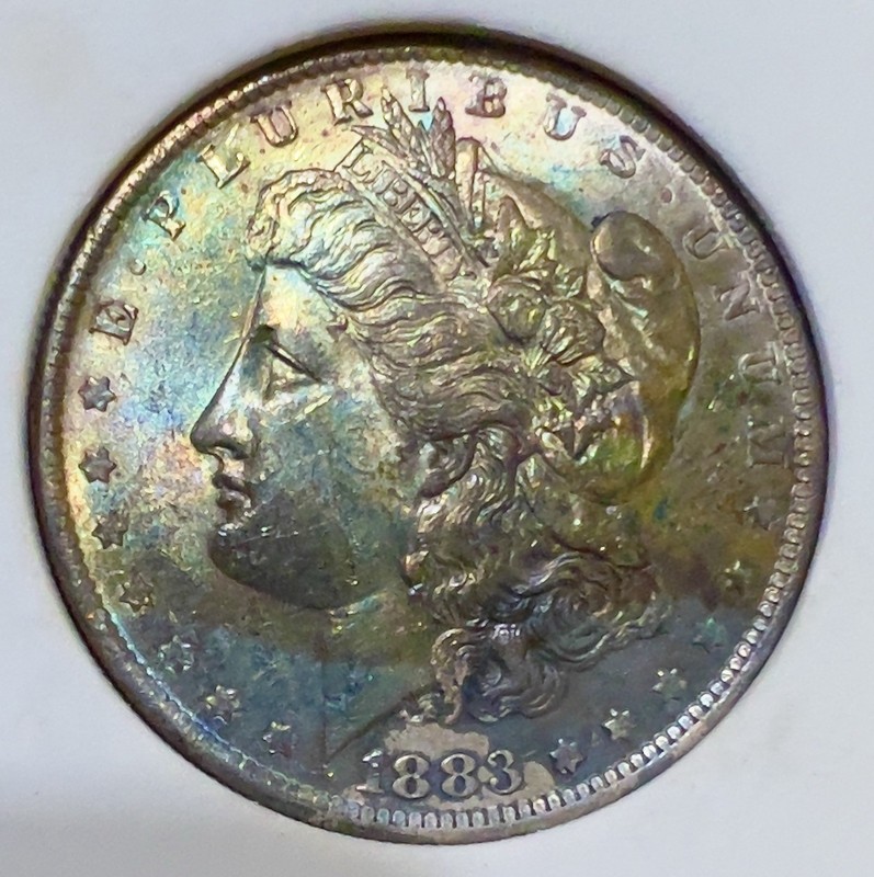 1883 0 Morgan  Dollar uncirculated Monster Toning Overse And Reverse -78