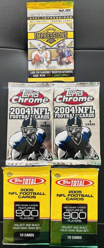 Old Shop Liquidation! SEALED NFL Football LOT 2005 Hobby, 2004 Topps Chrome 2001