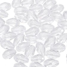 10mm Faceted Glass Beads, 100 Pcs White Bicone Birthstone Bead