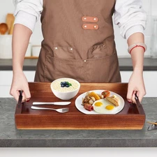 Acacia Wood Serving Tray with Handles – 17x12.2 in Serving & Laptop Desk