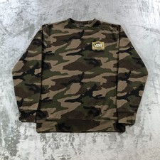 vans off the wall crewneck sweatshirt mens M green camo