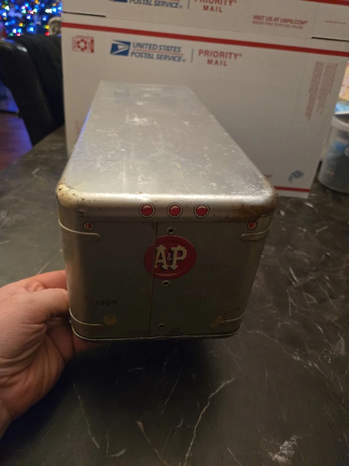 Remolque de entrega vintage grande de tienda de comestibles Marx A&P Atlantic-Pacific solamente Foto 2 de 4