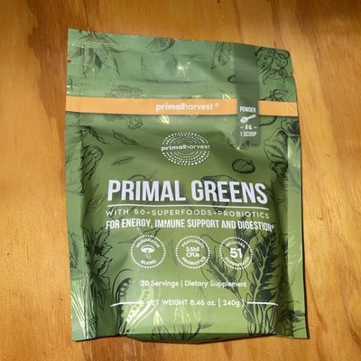 Primal Harvest Super Greens Powder 30 Servings with 50+ Superfood and Probiotics