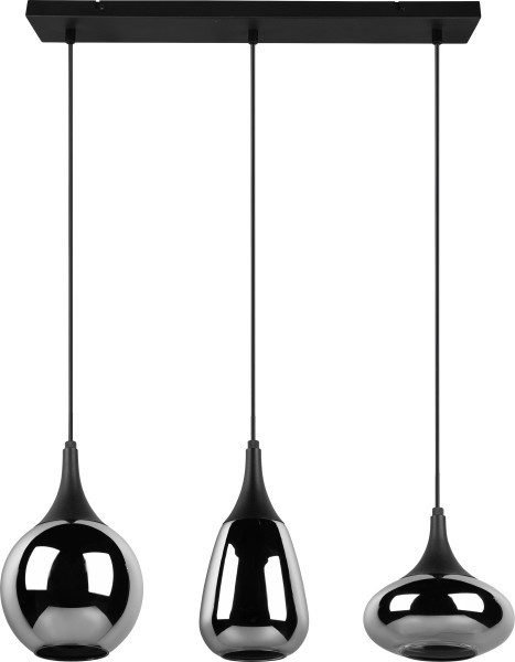 Trio Leuchten Led Pendelleuchte Lumina 3Xe14, Schwarz, Metall/Glas Deckenlampen-image