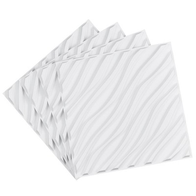 3D Wall Panels 12-Pack PVC Wave Design White for Living Room Bedroom Office