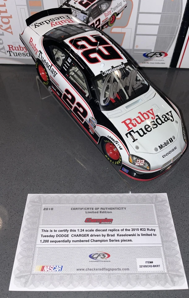 BRAD KESELOWSKI AUTOGRAPHED 2010 CFS #22 RUBY TUESDAY DODGE CHARGER 1/1,200 - Image 2 of 4