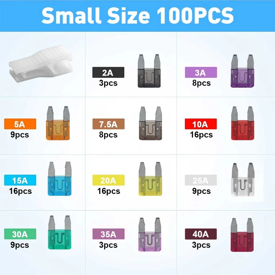 100 Stück Kfz Sicherung Set Mini Flachsicherungen Auto Automotive Sicherungen - Bild 2 von 4