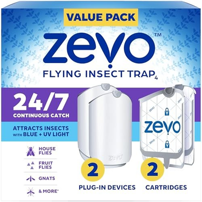 #ad #ad Zevo 2 Flying Insect Traps with 2 Refill Cartridges Blue UV Light Indoor $22.98