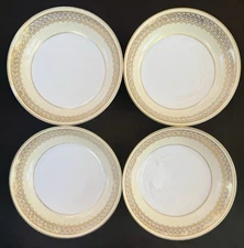 Frederick Loeser Brooklyn Meito Bowls (4) 5.5" Japan GIFT Gold Cream VTG Rare