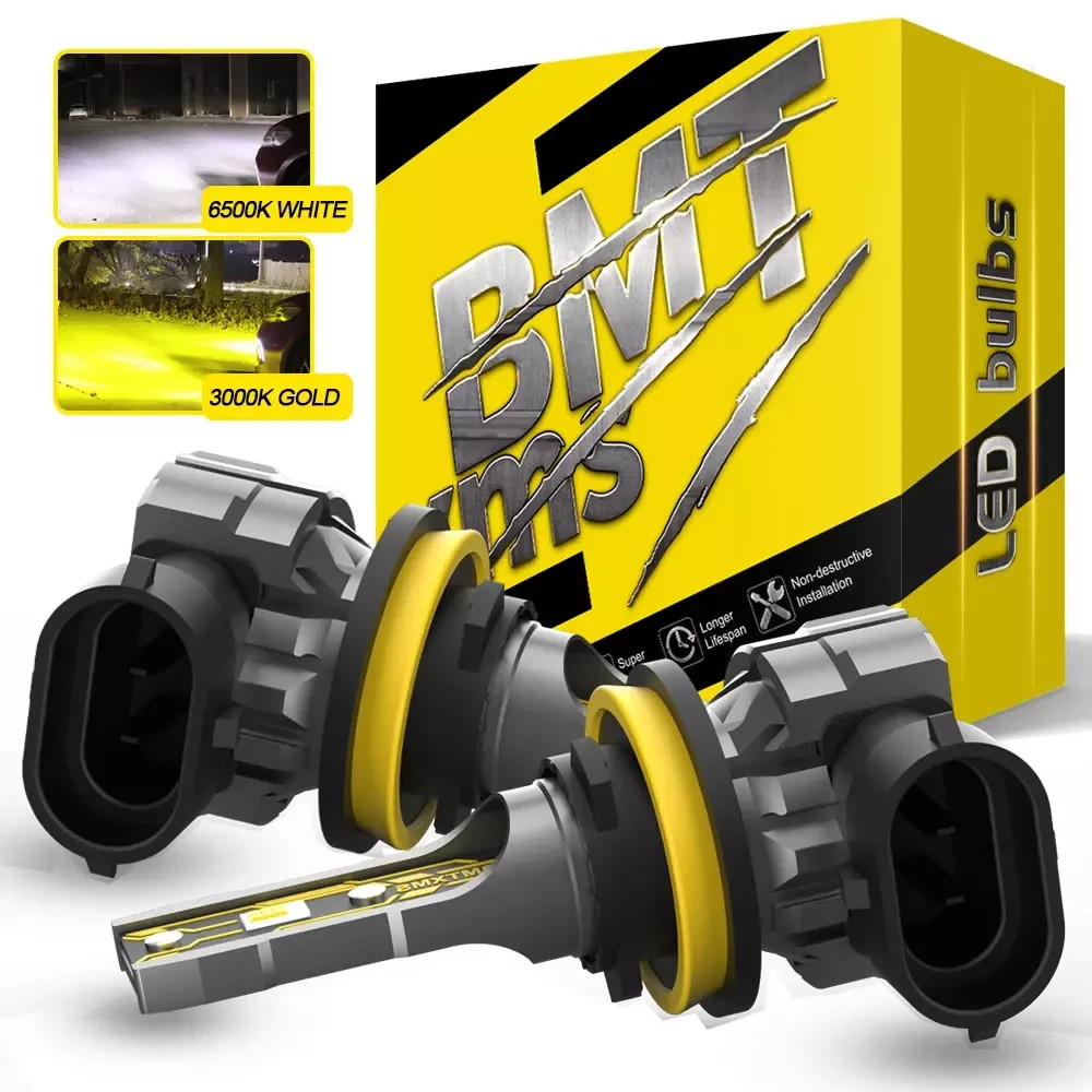 Ampoules LED H11 feux brouillard 12000LM blanc jaune avec décodeur canbus intégré