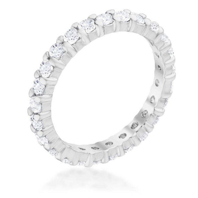 Stunning .92 TCW 2.5 mm Round Cut CZ Stackable Eternity Bridal Band Ring Size 10