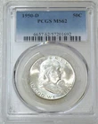 1950-D Franklin Half Dollar PCGS MS62 90% FBL Frosty White New Holder #Y10C