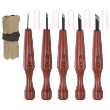 5pcs SKS7 Alloy Tool Steel Diagonal Knives Wood Chisels Carving Tools Knife Set