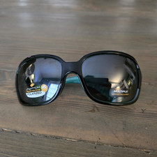 Switch Polarized Wrap Sunglasses UV400 Shiny Black Frame Teal Arms