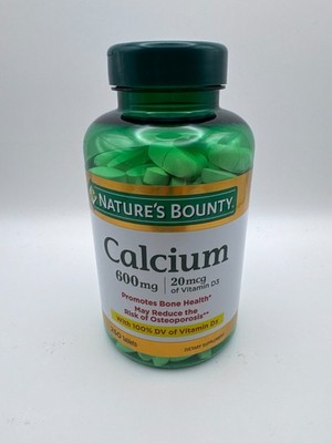 Nature's Bounty Calcium 600 mg Plus Vitamin D3 20 mcg 250 Tablets Exp 01/28