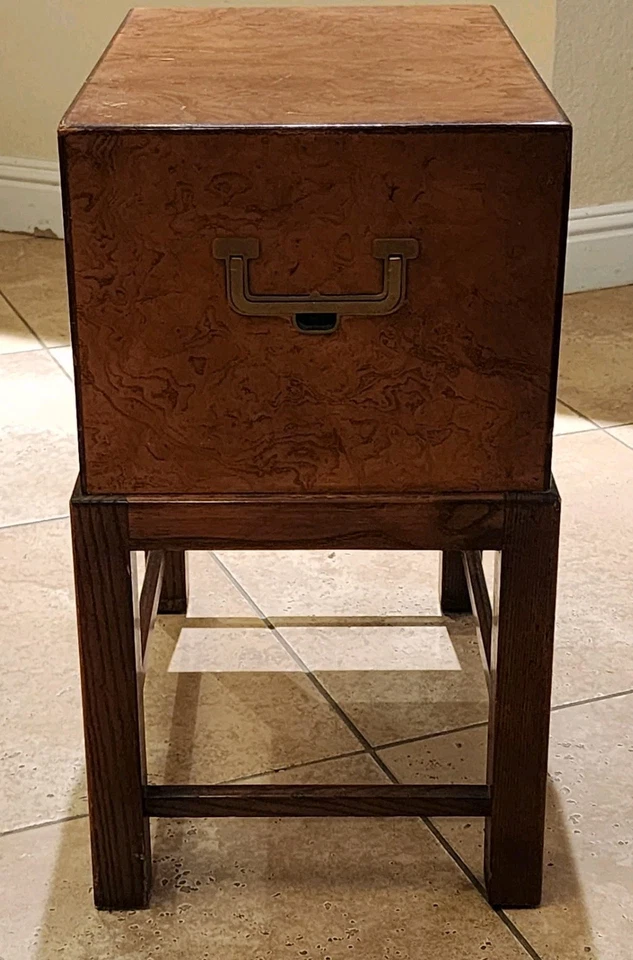 John Widdicomb Burl Wood 2-Drawer Chest on Stand Vintage Mid-Century Grand... - Image 3 of 4