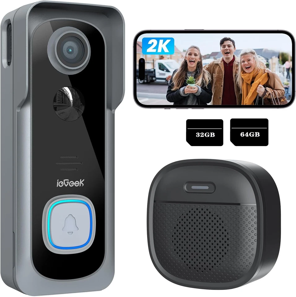 IEGEEK WLAN Türklingel Mit Kamera Nachtsicht Video Funkklingel Funk Doorbell mit Gong