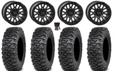 System 3 SB-9 Bdlk 15"Wheels Matte Bk 32"Savage XT Tires Yamaha Wolverine RMAX