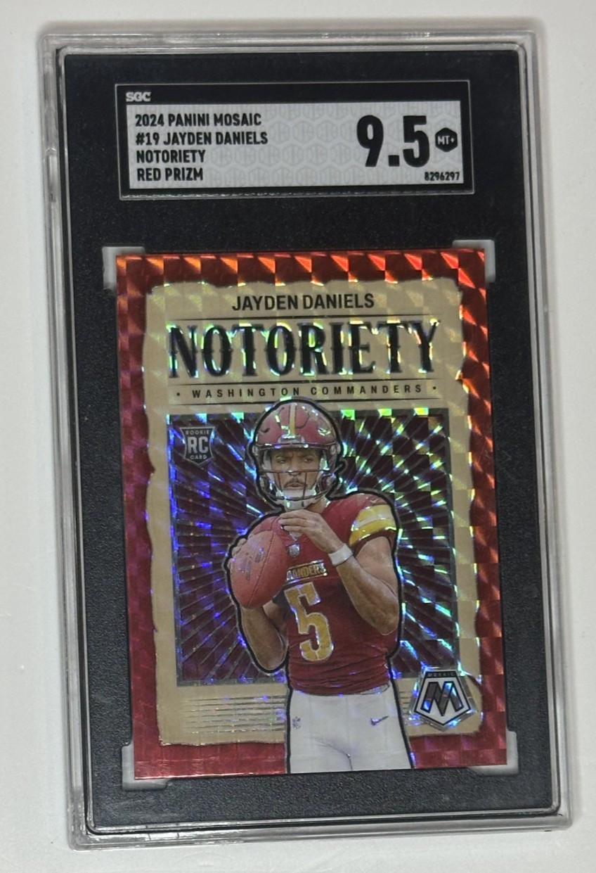 2024 Panini Mosaic Jayden Daniels Notoriety #19 Red Prizm SGC 9.5 Mint