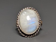 925 Sterling Silver Moonstone Ring Size 5.75 Handmade Vintage