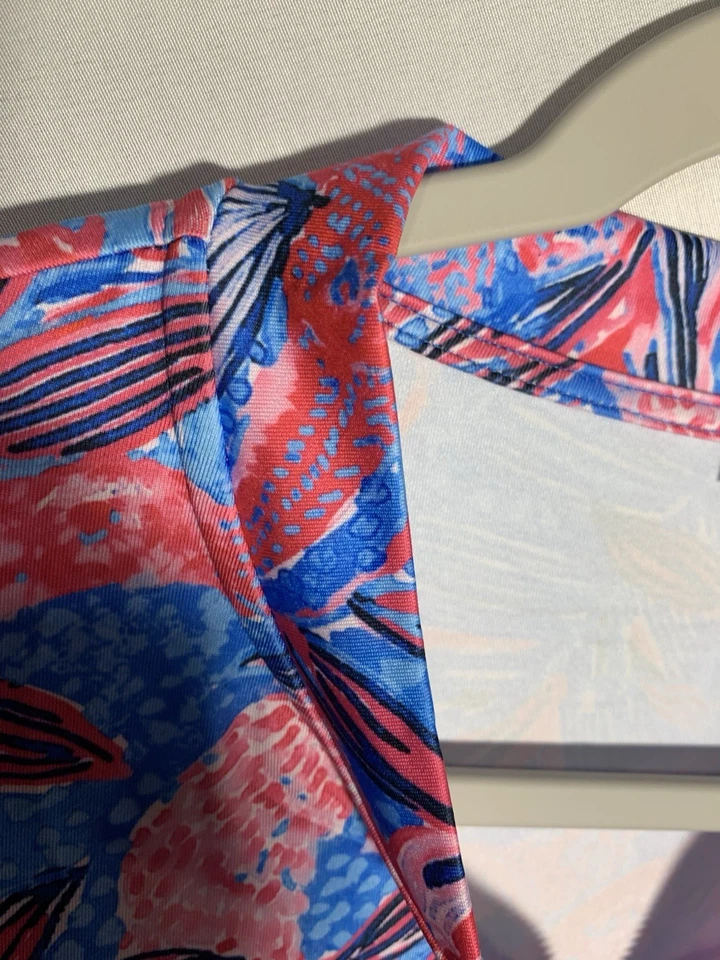 Jersey Performance Wear Cuarto Cremallera Manga Larga XL Golf Tenis Rosa/Azul Foto 4 de 4