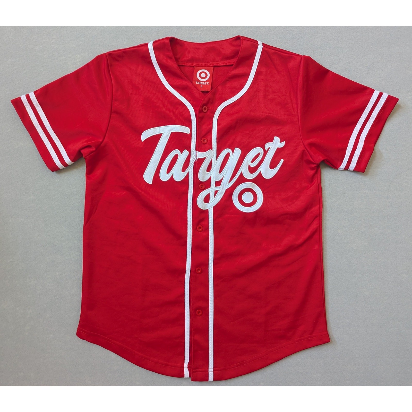 Rare Target Employee Baseball Jersey Red Button Up Uniform Shirt Size L