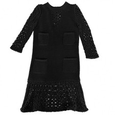 Chanel Knit Dress Long Sleeve Black Size 36 Womens
