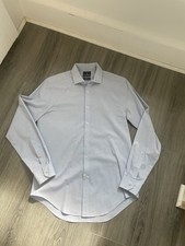 Stafford TRAVEL 365 ALL-TEMP COMFORT Dress Shirt Light Blue Mens M Spread Collar