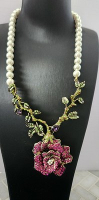 Heidi Daus Trailing Rose Necklace SIGNED