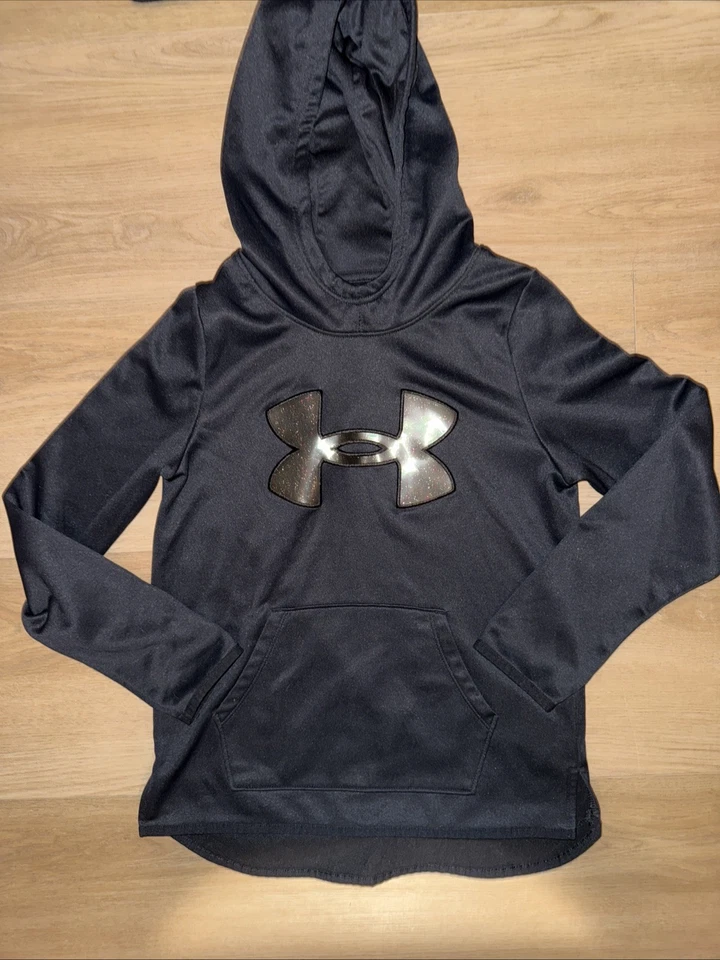 Sudadera con capucha Under Armour para niñas jóvenes M suelta negra con logotipo brillante y camiseta sin mangas L UA de 2 piezas Foto 2 de 4