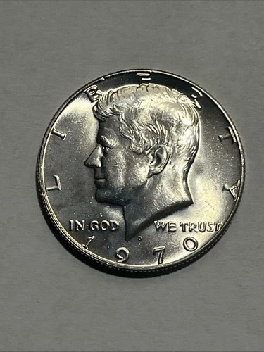 1970-D Denver Kennedy Half Dollar, US 50c JFK Silver Coin, Semi Key Gem BU UNC
